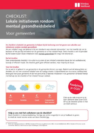 Checklist lokale initiatieven mentaal gezondheidsbeleid