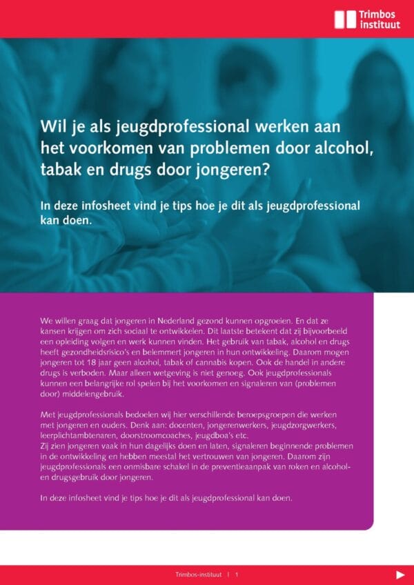 voorkomen van problemen door alcohol tabak en drugs door jongeren